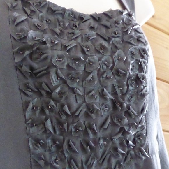 Eileen Fisher Gray 100% Silk Beaded Lined Cami Sleeveless Tank Top Relax Fit M - Picture 5 of 10